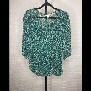 NWOT Lauren Conrad green floral blouse size M